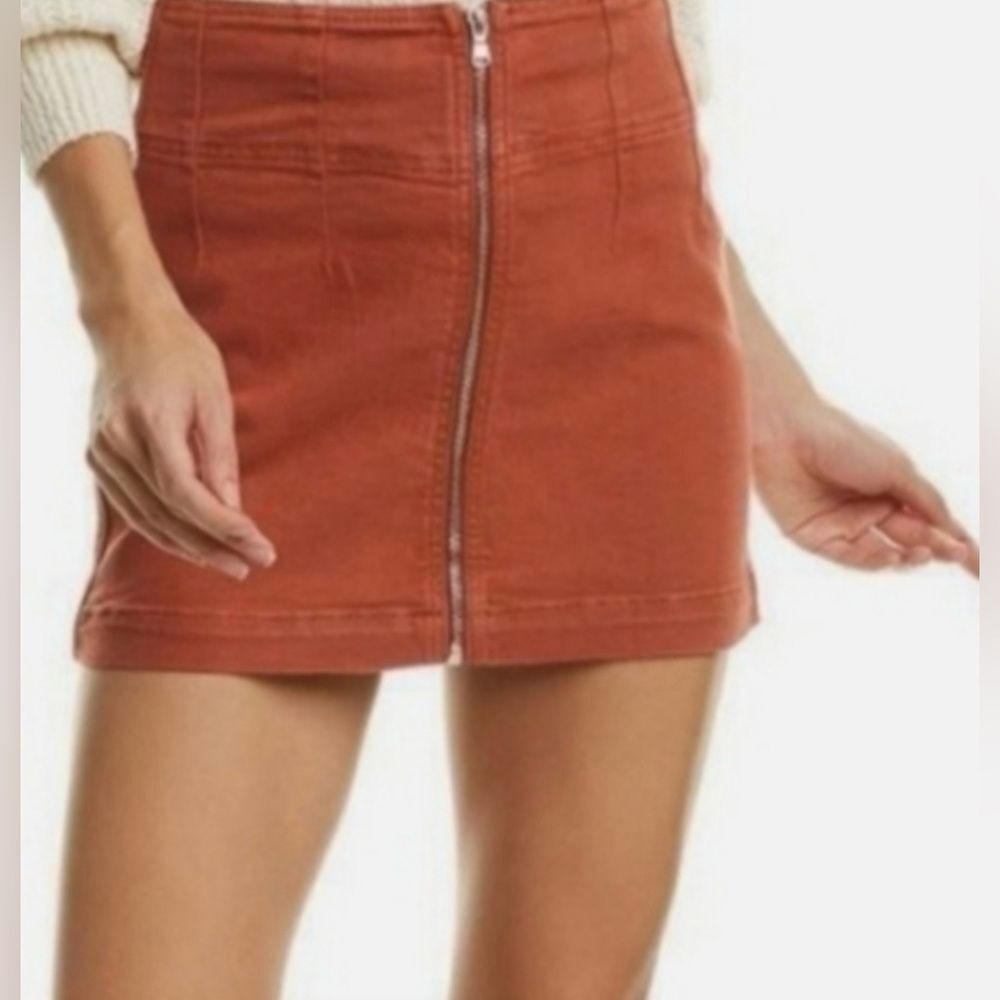 Free People We The Free Burnt Orange Rust Virgo Zip Mini Skirt Size 27